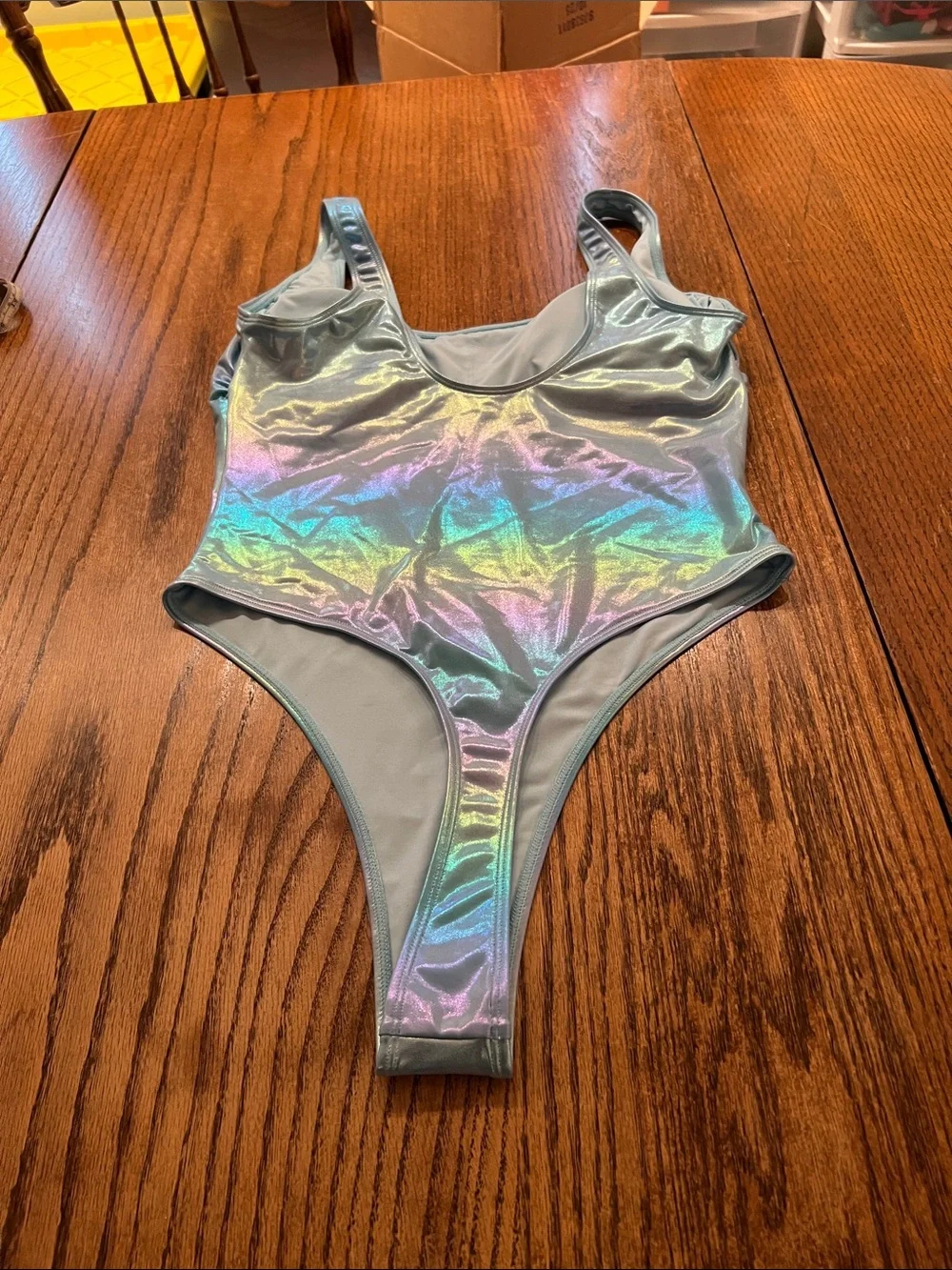 Holographic Light Blue One-Piece Swimsuit Size L
